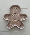 HULL Drip Pottery Gingerbread Man Christmas Dish Serving Plate Tan 10 x 10 USA