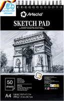 Artecho Skizzenbuch A4, 50 Blatt, Zeichenblock 200 G/M², Sketchbook FüR Sketch,