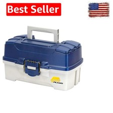 2-Tray Tackle Box with Dual Top Access, Blue Metallic/Off White, Tackle Stor...