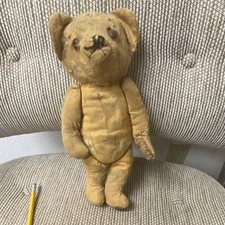 Vintage Teddy Bear Medium Brown Stuffed Animal Jointed Limbs Glass Eyes