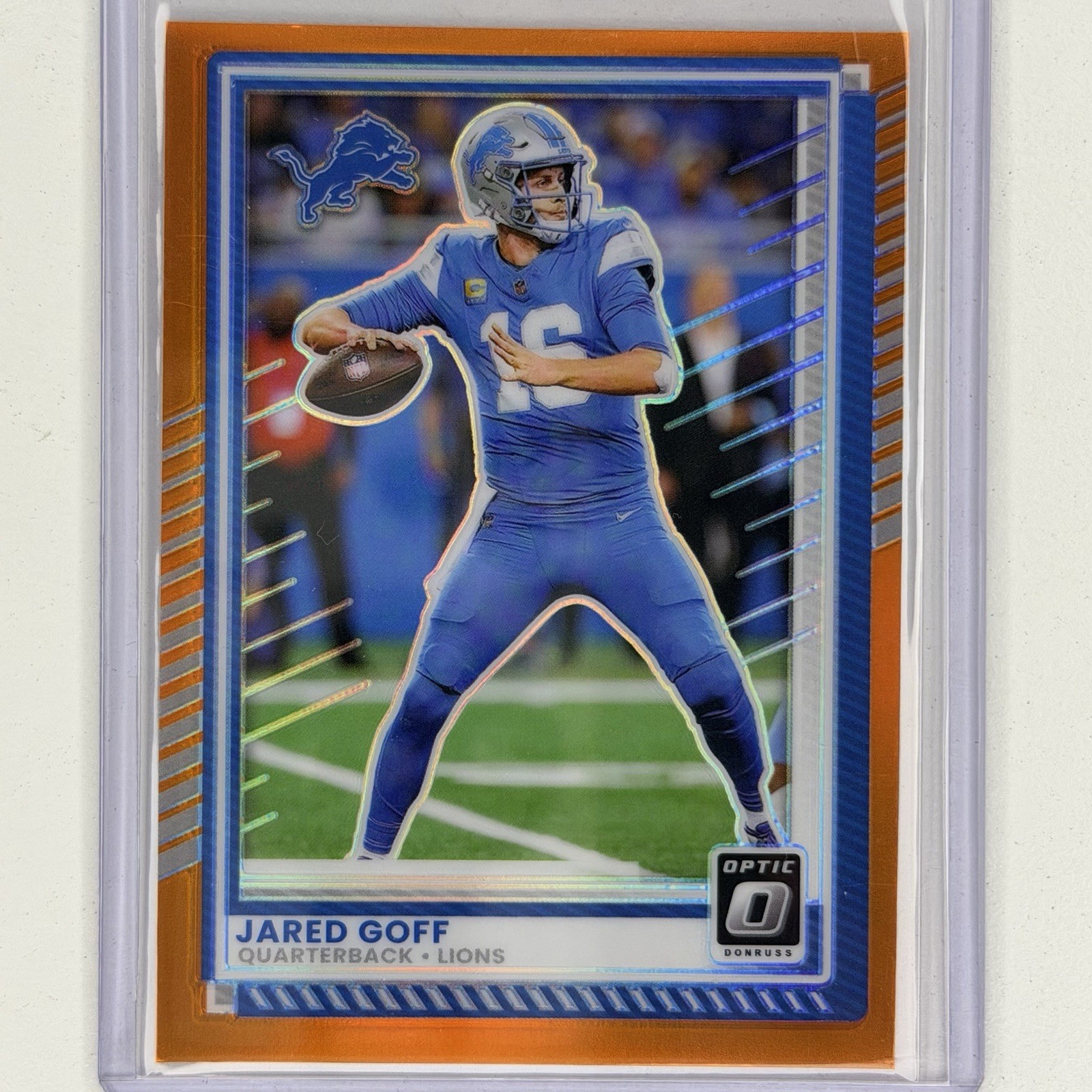 Jared Goff 2025 Donruss Optic #149 Orange /299 Detroit Lions
