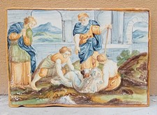 Antica Grande Placca Maiolica Castelli Secolo XVIII° " DEPOSIZIONE CRISTO " 