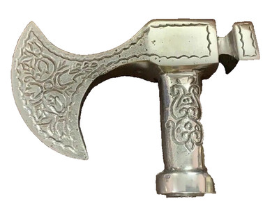Brass Antique working AXE head Handle for Shaft Wooden Walking Stick Solid Cane