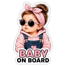 Baby on Board - Kind im Auto Autoaufkleber Fenster Sticker 15x9,5 cm Mädchen