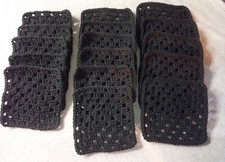 Lot of 20 Hand Crocheted 6" Granny Squares Blocks Afghan Black Yarn