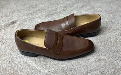 NWT Calvin Klein Men\'s Brown Leather Penny Loafers size 11 m Calvin Klein Junberg Penny Loafers Brown Men main image 4
