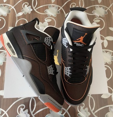 Nike Air Jordan 4 Metallic Orange Black Grey 42 Schwarz Grau