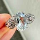925 Sterling Silver Ring 7x5mm Natural Aquamarine Gemstone Women Handmade Bow — photo 4