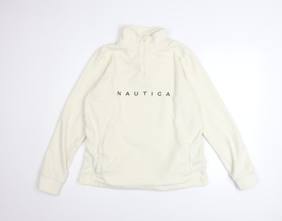 Nautica Herren Elfenbein Fleece 1/4 Zip Pullover Sweatshirt M