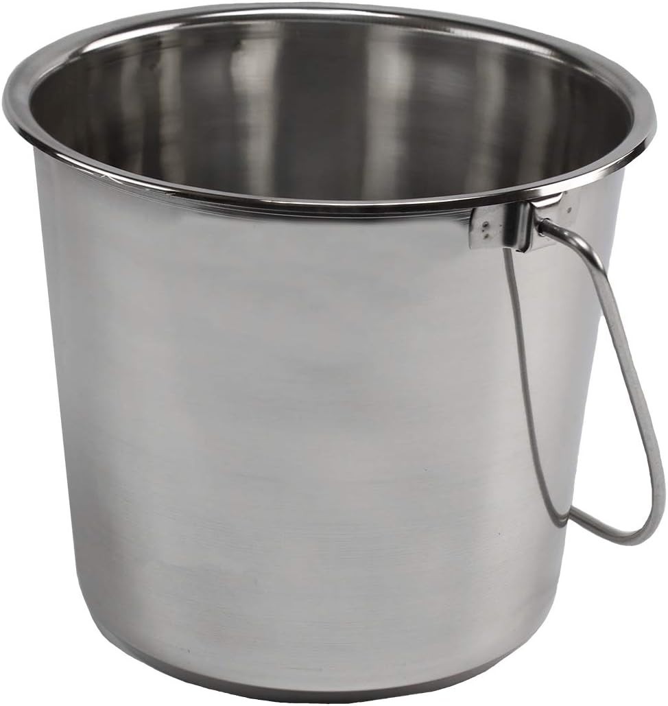 8 Quart (2 Gal) Polished Stainless Steel Pail Bucket for Farm Home Garage Use