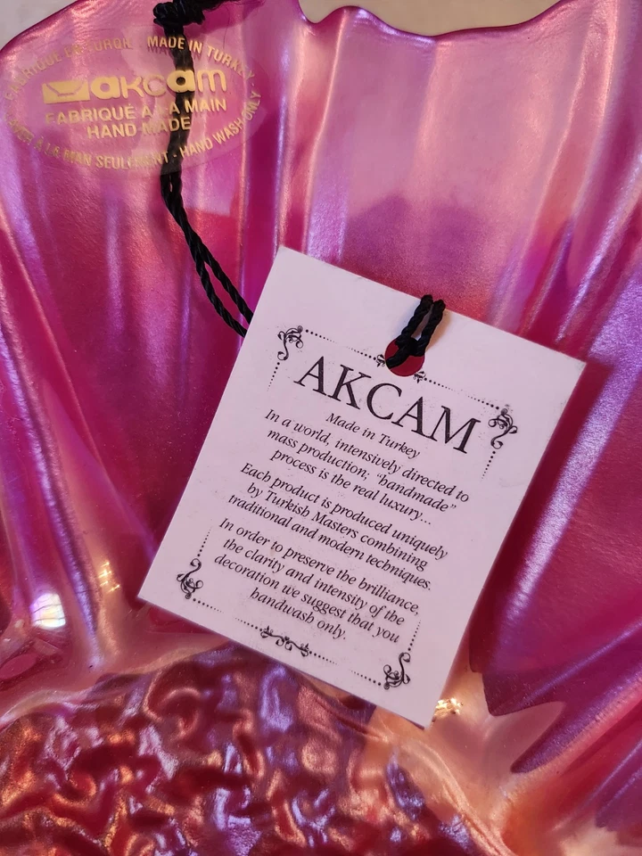 Nuevo Con Etiquetas AKCAM Rosa Brillo Floral Cuenco/Plato Decorativo Hecho a Mano en Turquía Foto 4 de 4