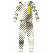 Lila and Hayes Kids Christmas Tree Pima Cotton Pajama Set White Green Size 5 NWT