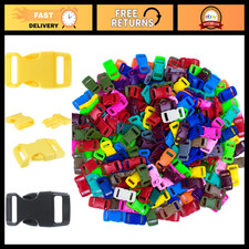100/200 Pack 3/8" Contoured Side Release Plastic Buckles - Solid Color Mix