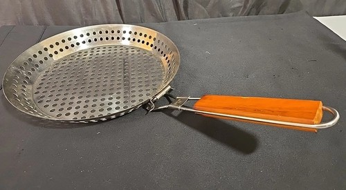 12" Lochgrill Bratpfanne mit Holzgriff Neu