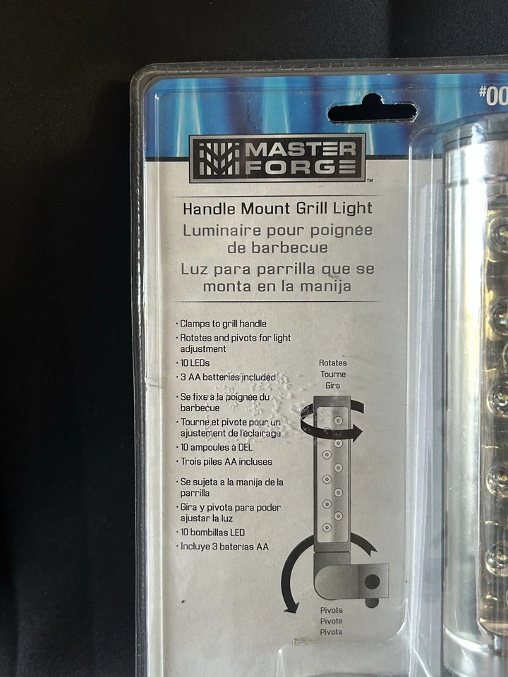Master Forge Manija Montaje Abrazadera Parrilla Luz LED Giratoria y Pivote Plateada Nuevo Sellado Foto 2 de 4