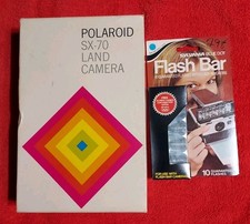 VINTAGE Polaroid SX-70 Land Camera Instant Camera Silver w/Flash Bar