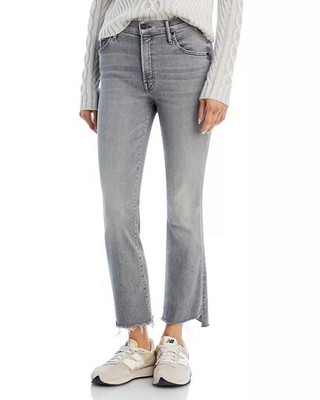 Mother The Insider Crop Step Fray Barley There Jeans 31 High Waisted Bootcut