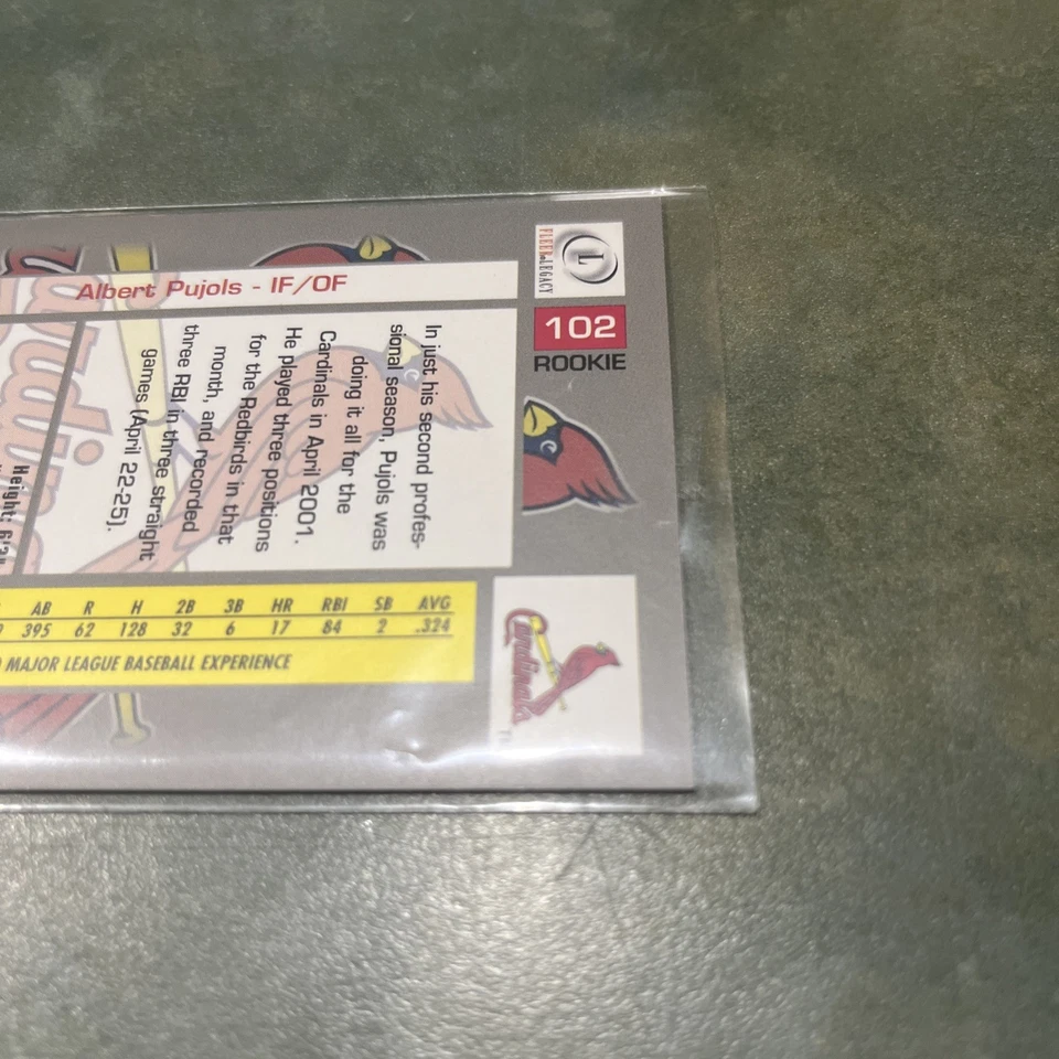 2001 Fleer Legacy - Albert Pujols #102 Base /799 (RC) — 第 3/4 张图片