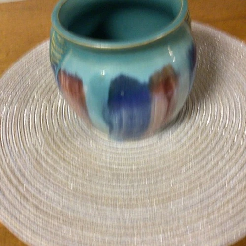 Early Hull Pottery Vase Turquise and Multi Color 6 inches tall