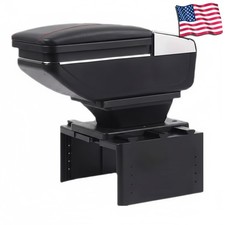 Car Armrest Cushion with Storage Leather Center Console Pad with Cup Holder USA