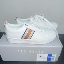 Ted Baker Women's White Pink Striped Lace Up Low Top Sneakers