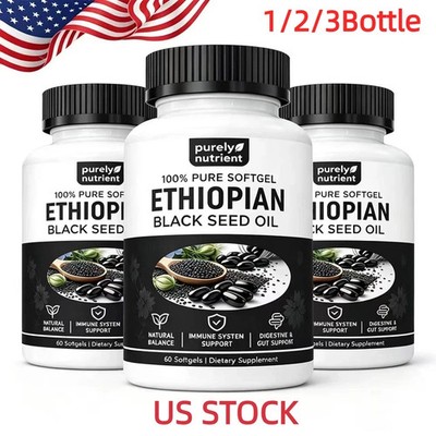 1-3 PACK Ethiopian Black Seed Oil Softgels 4.64% Thymoquinone Gluten-Free