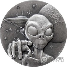 ALIEN FACE 2 We are not Alone 2 Oz Silver Coin 2000 Francs Cameroon 2025