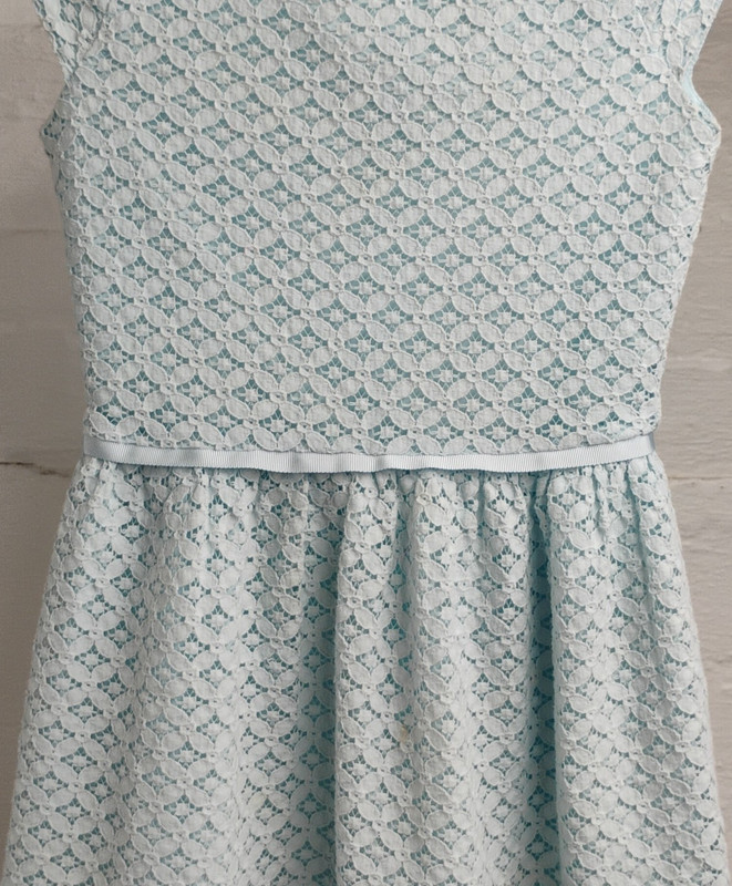 Carter's Girls Size 8 Fit & Flare Blue/White Floral Lace Dress Sleeveless Zip