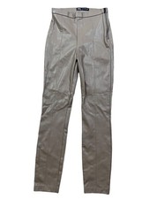 Zara Faux Leather Pants Womens XS Beige Skinny Moto City Classic Fall Capsule