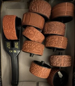 Interchangeable Rubber Stamp Roller Handle Set with Patterned Cartridges