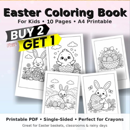 Easter Colouring Book Pages  for Children Kids NEW High Quality Cute Bunni Pages