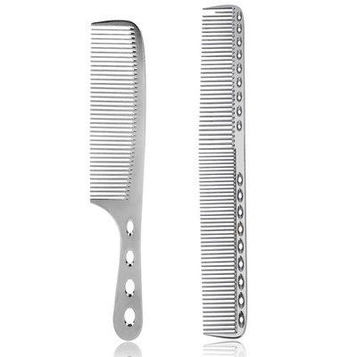 Metal Hair Comb, 2 Pcs Space Aluminum Styling Comb Set Professional Flat Iron Fi
