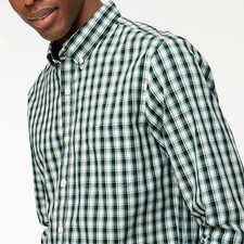 J. Crew 98 Slim Untucked Flex Performance Pine/Blue Plaid Shirt Medium NWT