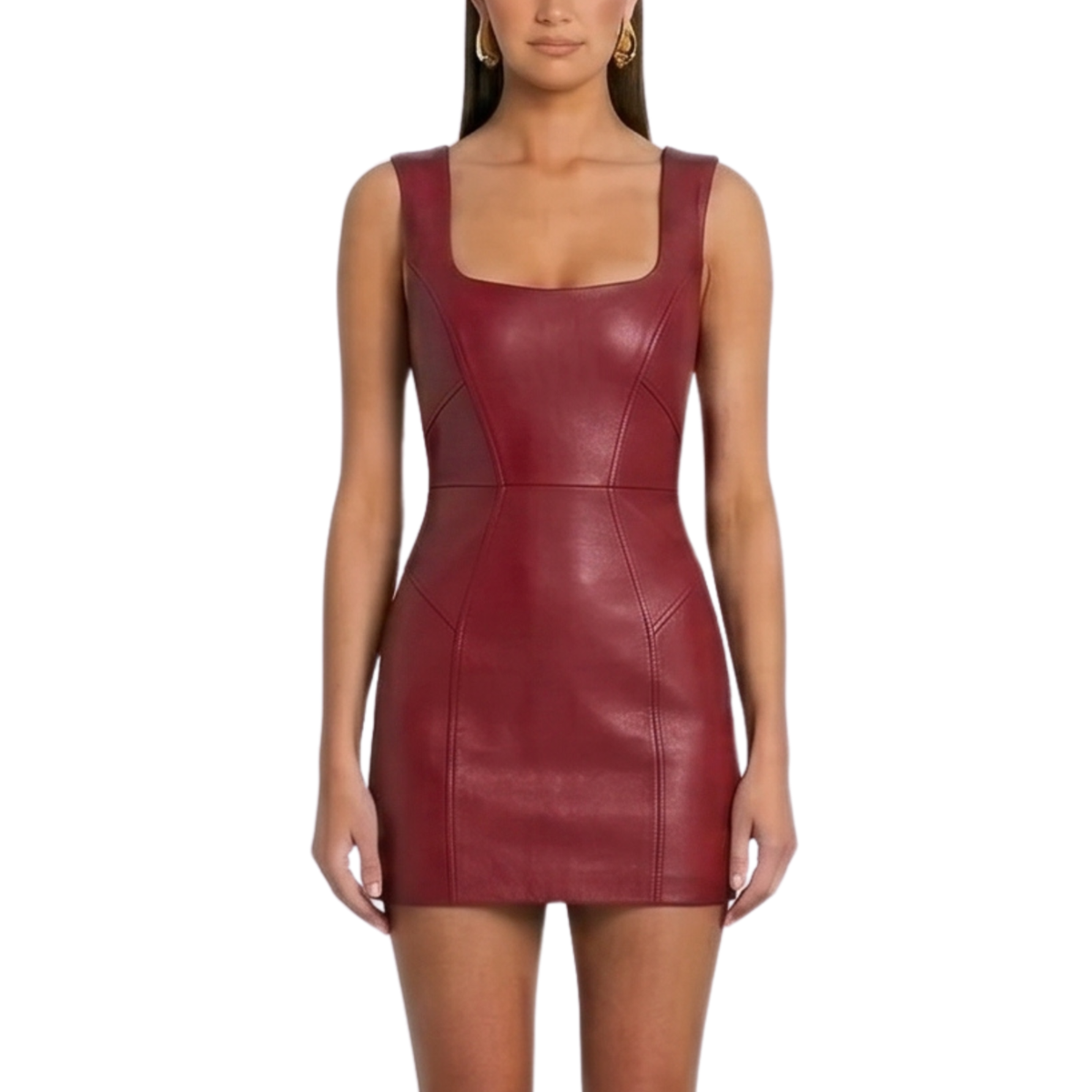 Genuine Leather Mini Dress Sexy Backless Bodycon Party Clubwear Sheepskin  Custom
