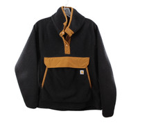 Carhartt Sherpa Fleece Pullover Jacket Womens M Black Snap Pocket Relaxed