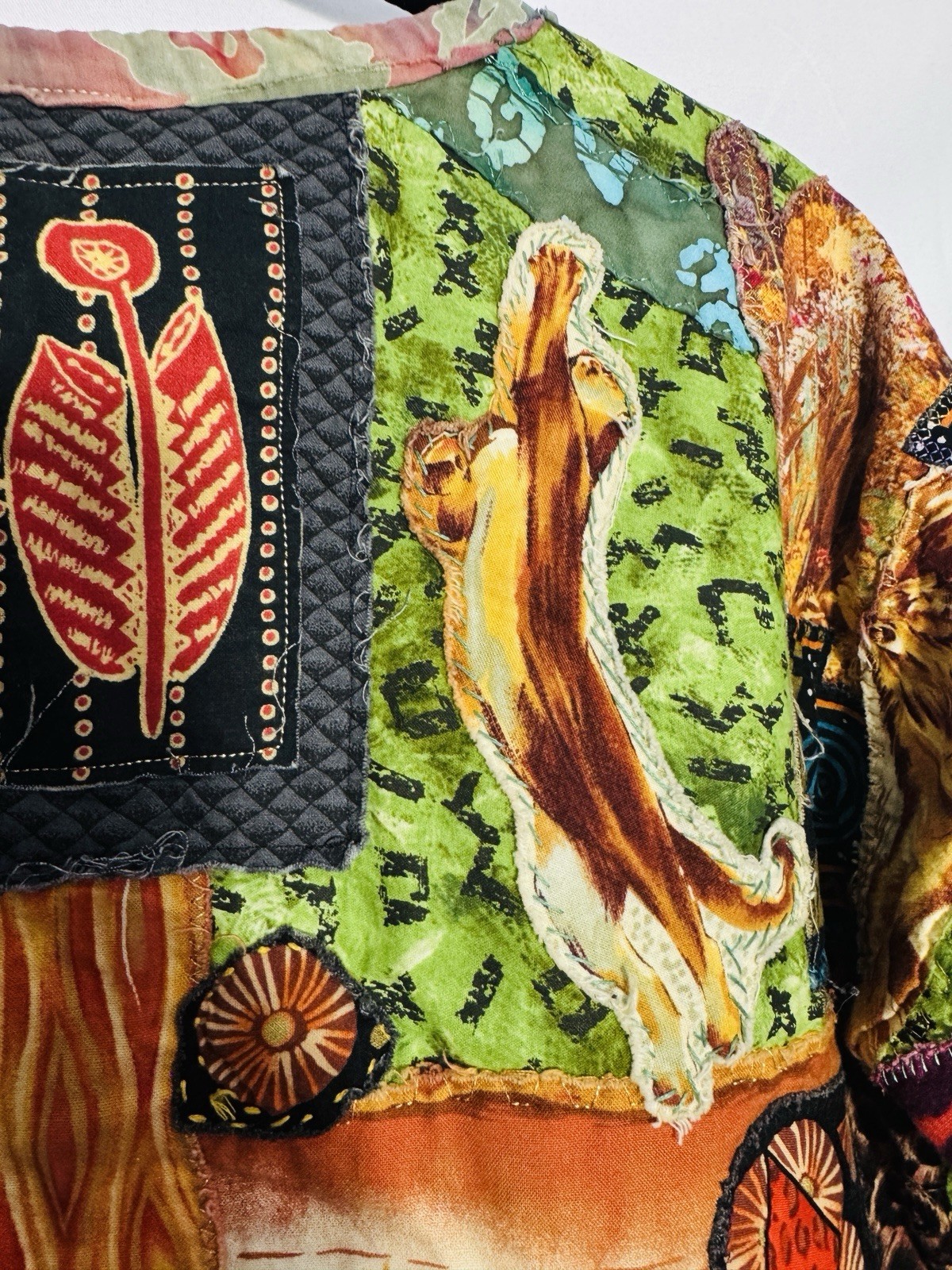 Vintage Handmade Patchwork Jacket African Motif L… - image 9