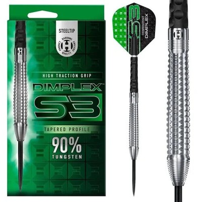 Harrows Dimplex S3 Darts - Steel Tip Darts - 90% Tungsten - 26g Tapered