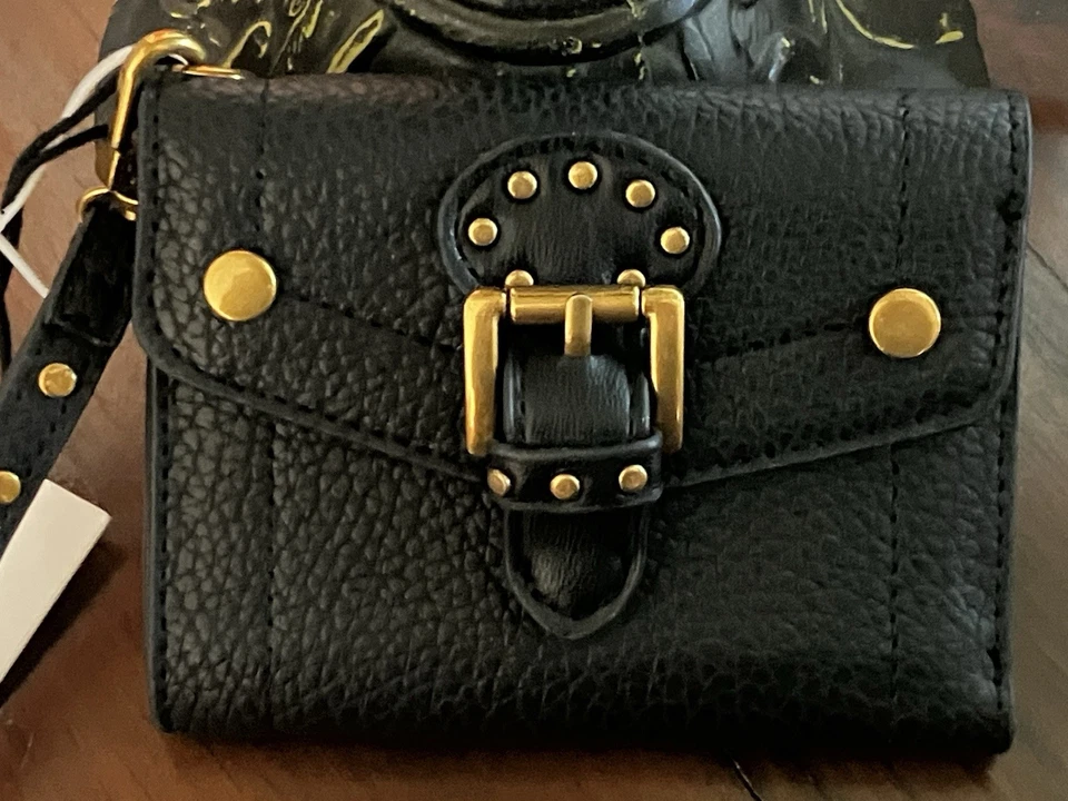 Steve Madden BWESTEN pulseira carteira bifold ocidental couro sintético preto seixo nova com etiquetas - Imagem 3 de 4