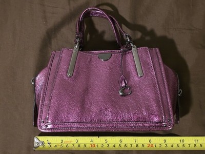 COACH Dreamer 21 Metallic Berry Purple Leather Crossbody Satchel 38543