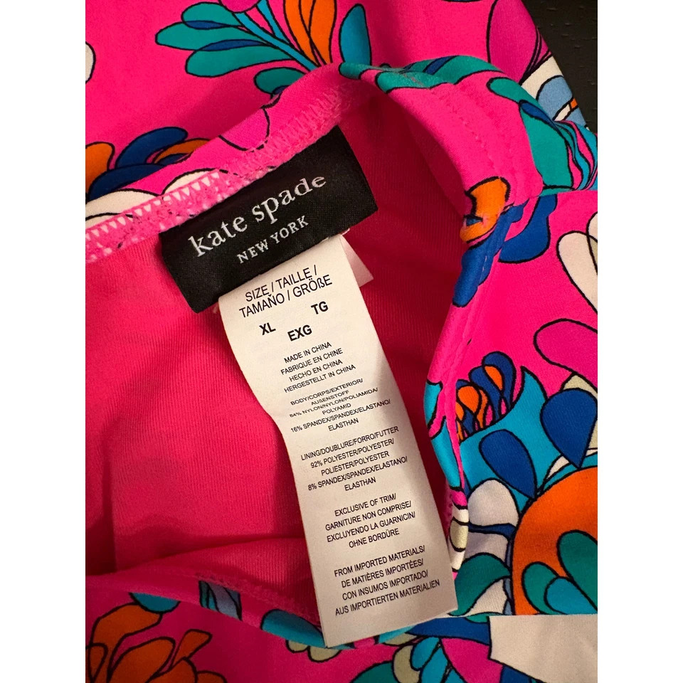 BAÑADOR KATE SPADE DE UNA PIEZA ROSA RADIANTE MAR JARDÍN TALLA XL NUEVO CON ETIQUETAS Foto 4 de 4