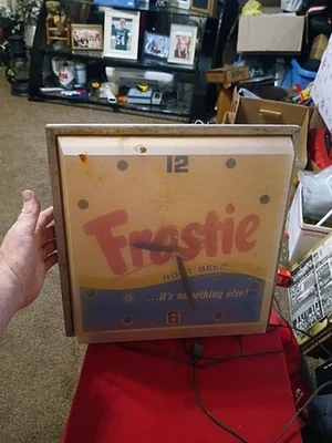 Frostie Root Beer Clock Soda Pop Cola Vintage 1960's Sign Drugstore Restaurant - Image 1 of 4
