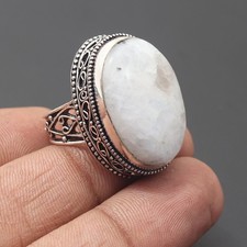 Rainbow Moonstone Gemstone 925 Sterling Silver Handmade Ring Jewelry Gift For
