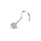 Nose Stud Flower Clear Gem Ring Nostril Screw Hock Twist Curve 20G