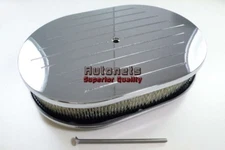 12" Oval Ball Milled Chrome Aluminum Air Cleaner Breather Chevy Ford SBC BBC GM