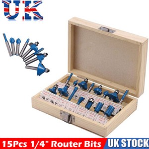 15PCS Tungsten Carbide Tipped TCT 1//2/" Router Bits Shank Wood Sealed Bearing Set