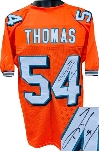 Zach Thomas signed Orange Custom Stitched Pro Style FB Jersey XL - JSA Witnessed