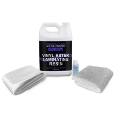 Vinyl Ester Repair Kit- Resin, Catalyst, Fiberglass Cloth and Chopped Strand Mat