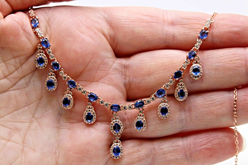 Silver Necklace Kyanite Genuine Natural Gems Solid Sterling 15 1/2 to 17 1/2 - Picture 12 of 24