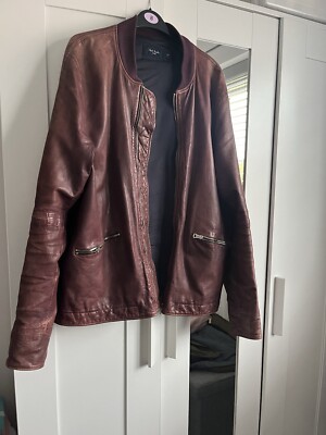 Paul Smith Mens Leather Burgundy Purple Bomber Jacket UK