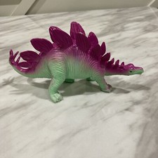 Pre Historic Stegosaurus 8" Plastic Dinosaur Toy Pink Green